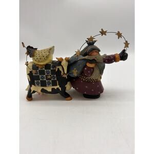 Vintage Williraye Studio WW2272 Christmas Figurine Santa Cow Star Garland 1998